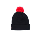 New Era Team Color Unisex Black Knit Beanie with Red Pom