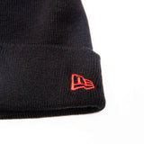 New Era Team Color Unisex Black Knit Beanie with Red Pom