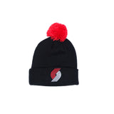 New Era Team Color Unisex Black Knit Beanie with Red Pom